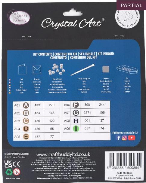 Actual product image Craft Buddy Yoda, Card 18x18cm Crystal Art
