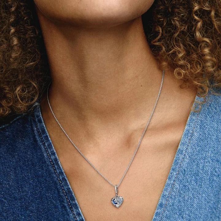 Immagine prodotto Pandora scintillante luna blu e collana a cuore di stelle (Argento 925, Pietra, 50 cm)