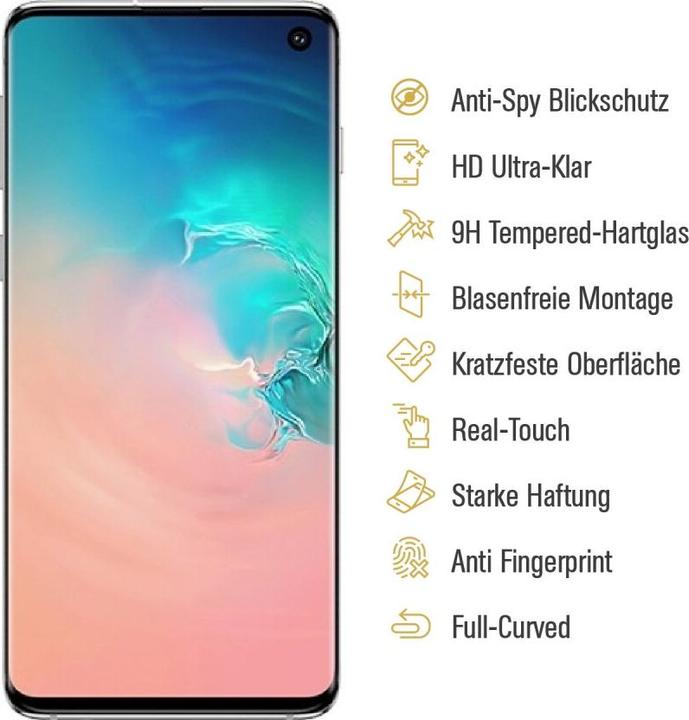 Produktbild Protectorking 1x Echtes Tempered 9H Panzerhartglas Blickschutz (4 Stück, Samsung Galaxy S10+)