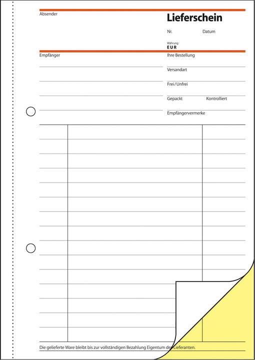 Immagine prodotto Sigel Modulo di bolla di consegna Formato carta: DIN A5 Autocopiante: Sì (40 x)