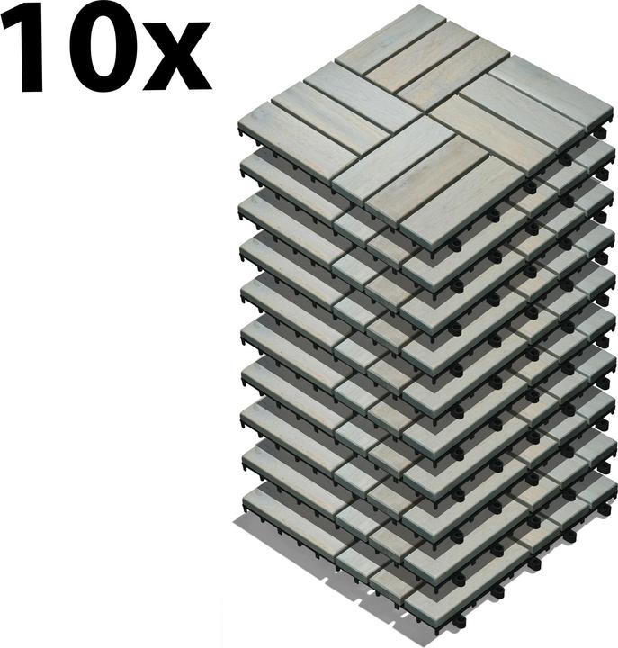 Produktbild Gartenfreude Fliesen 10er-Set Holzfliesen Klicksystem (10 x, 30 x 30 cm)