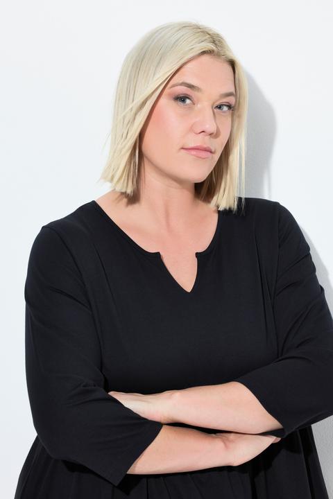 Produktbild Ulla Popken Jerseykleid, A-Linie, Tunika-Ausschnitt, 3/4-Arm (56)