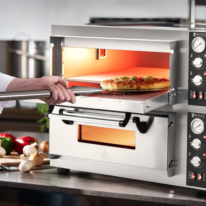 Produktbild Royal Catering Elektro-Pizzaofen 2 Backkammern 450 °C Ober-/ Unterhitze je 4 Pizzas mit Ø 30 cm (Pizzaofen Elektro)