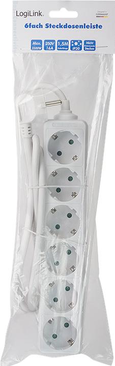 Produktbild LogiLink Steckdosenleiste (6 x, CEE 7/3, 1.50 m)
