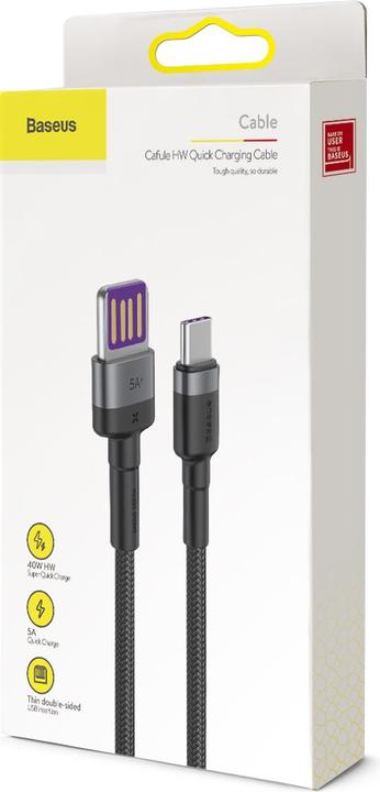 Image du produit Baseus Cafule HW Quick Charging Data cable USB Double-sided Blind Interpolation For Type-C 40W 1m Gray b... (1 m, USB 3.2 Gen 2, 40 W)