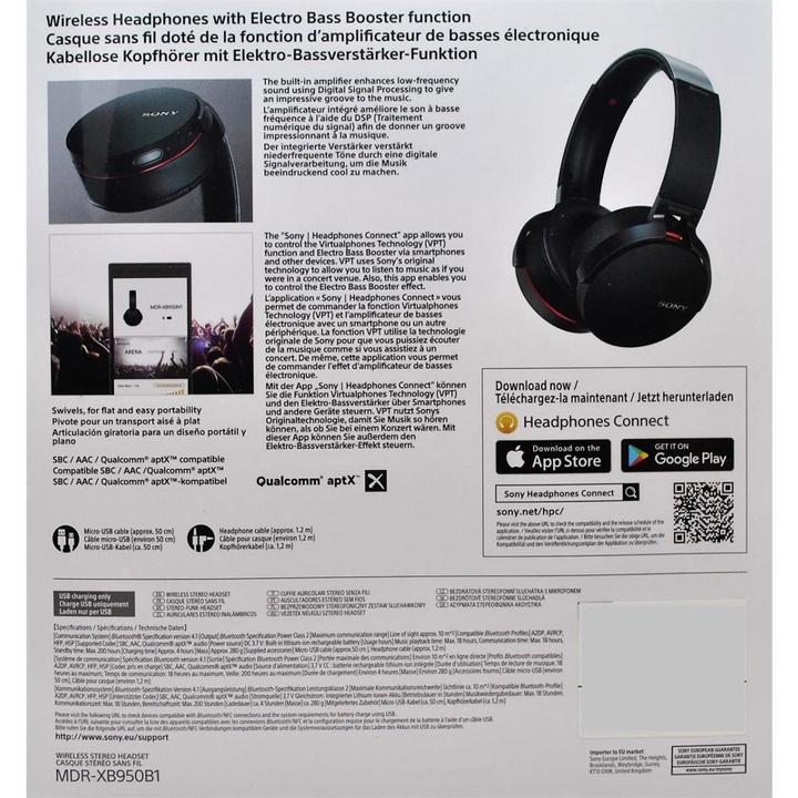Actual product image Sony Mdr-Xb950b1 (18 h, Cable)