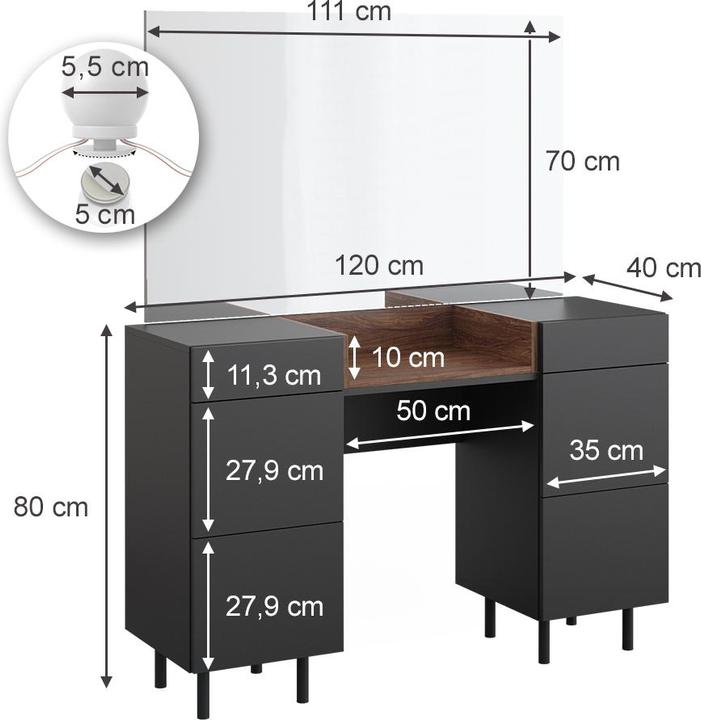 Produktbild Vicco Anika mit Beleuchtung (120 x 80 x 40 cm)