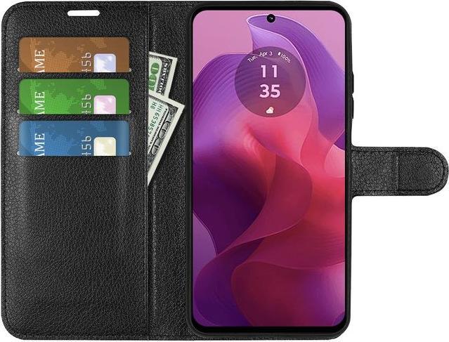 Actual product image MU Classic Litchi Leather Bookcover Series (Motorola Moto G04, Motorola Moto G24, Motorola Moto E14)