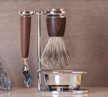 Actual product image Mühle Shaving set, 4-piece with bowl, shaving brush with black fibre, 5-blade razor (Set)
