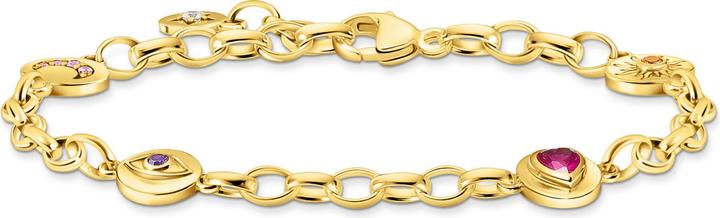 Thomas Sabo Armband mit symbolischen Mond, Auge, Herz und Sonne vergoldet (19 cm, 925er Silber)
