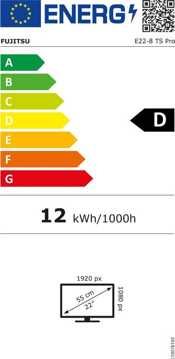 Label énergétique Fujitsu E22-8 TS Pro (1920 x 1080 pixels, 21.50")