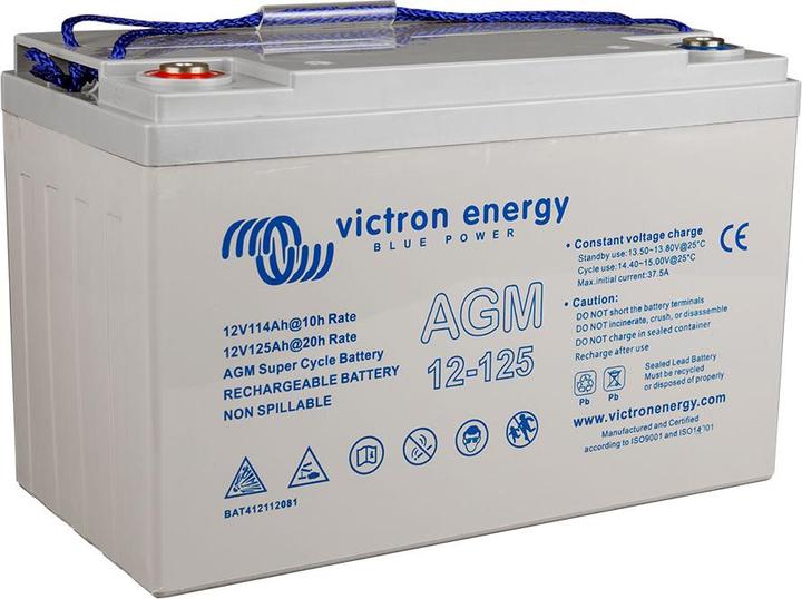 Image du produit Victron Energy Batterie AGM Super Cycle 12V/125Ah M8 (12 V, 125 Ah)