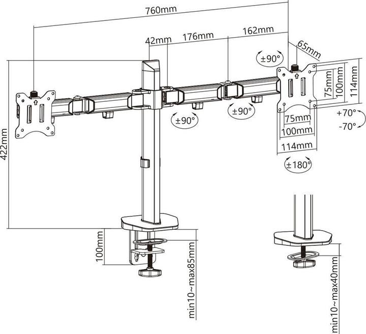 Actual product image myWall Fully mobile table holder for 2 flat screens (Table, 32.01")