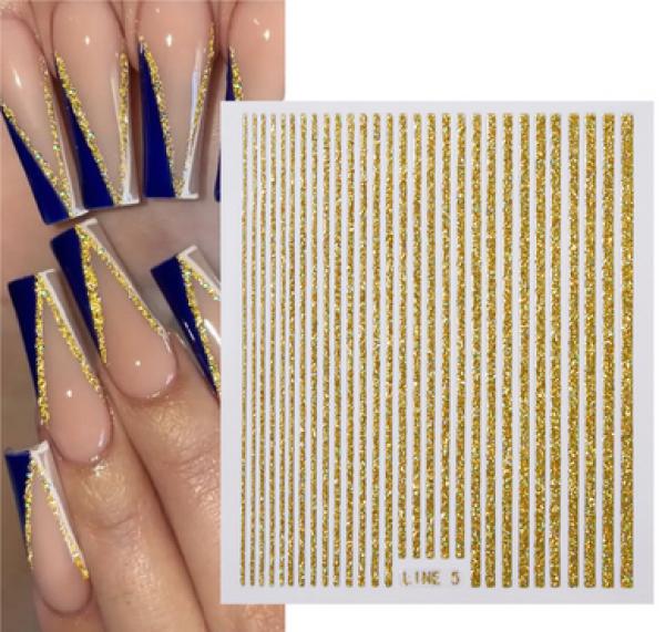 Nagellack24 Nail Art Sticker Selbstklebend Gold