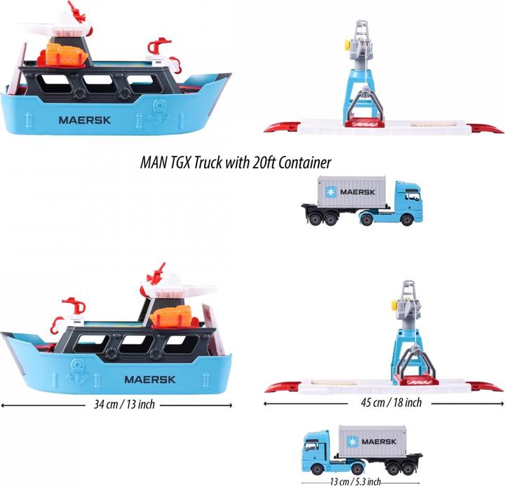 Productafbeelding Majorette Creatix Logistiek Vrachtschip+1 voertuig