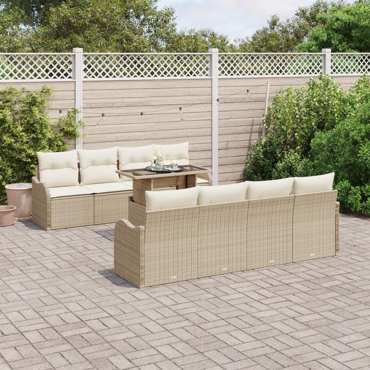Immagine prodotto VidaXL Set di divani da giardino da 9 pezzi con cuscini Beige poly rattan
