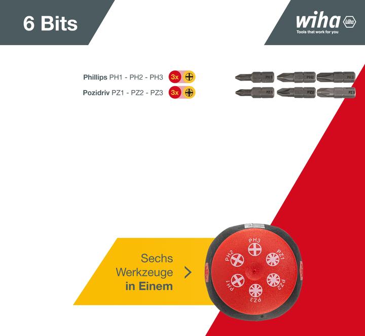 Image du produit Wiha Magasin porte-embouts Phillips 7 pces (évidement transversal)