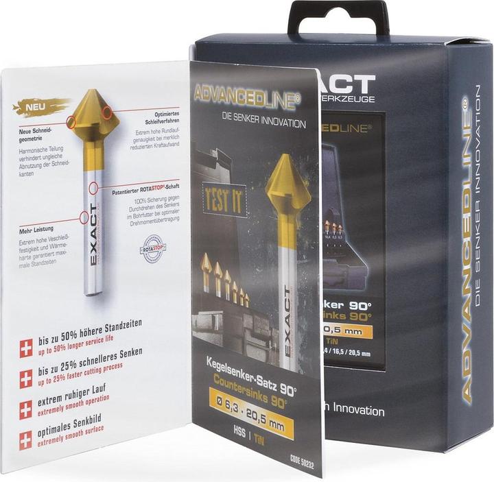 Productafbeelding Exact Verzinkboor 23 mm HSS TiN 50229 rechte schacht 1 st (50229) (23,0 millimeter)