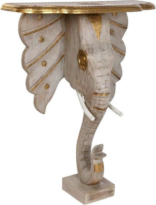 Image du produit DKD Home Decor Console Elephant White Grey Golden Brass Mango wood 80 x 30 x 96 cm