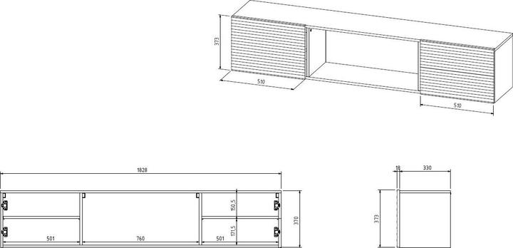 Image du produit Cama RTV Armoire TULA 183x35x37 noir mat + cheminée noire (183 x 35 x 37 cm)