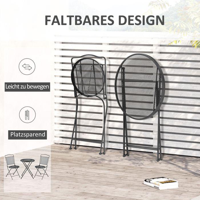 Produktbild Swisshandel24 Gartenmöbel-Set Gartenlounge Balkonmöbel Set für 2 Personen Essgruppe 1 Tisch+2 Stühle Metall Schwar (55.50 cm)