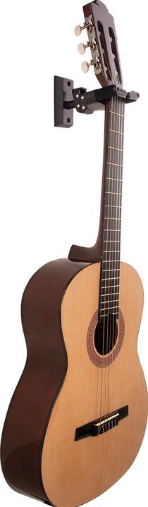 Produktbild Hercules GSP38WBK PLUS Gitarrenwandhalter mit Holzplatte schwarz, kurz (Ukulele, E-Gitarre, Mandolin)