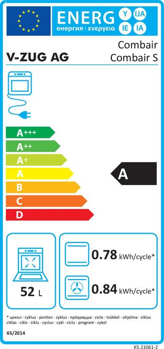 Energie-Label V-Zug Combair S 2201000403 (ECS460c)