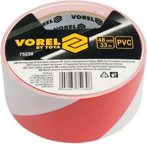 Actual product image Toya Warning Tape RED WHITE 48 mm x 33 m (48 mm)