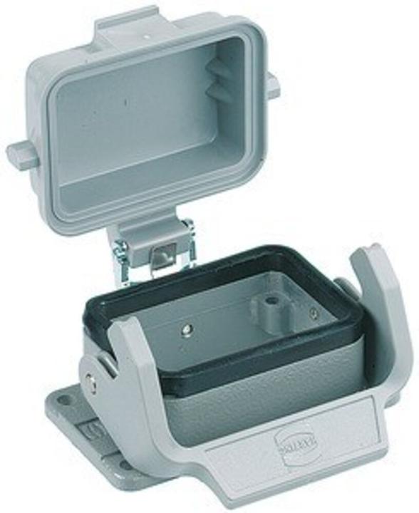 Actual product image Harting HAN B Socket holder type 6BMetal, surface mounting with safety clip and cover