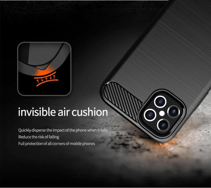 Immagine prodotto Cadorabo TPU Ultra sottile in acciaio inossidabile al carbonio Combi Cover (Apple iPhone 12 Pro Max)