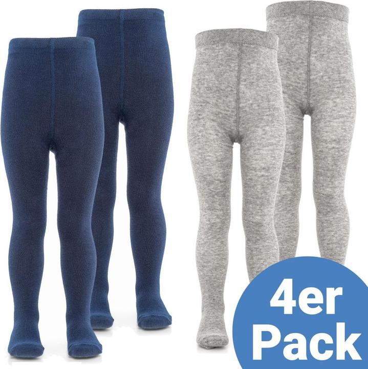 La Loona LaLoona Baby-Strumpfhosen Strumpfhose 4er Pack - Marine Grau-Melange -