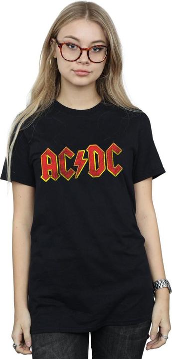 Immagine prodotto AC/DC Maglietta Boyfriend da donna/donna in cotone con logo invecchiato (M)