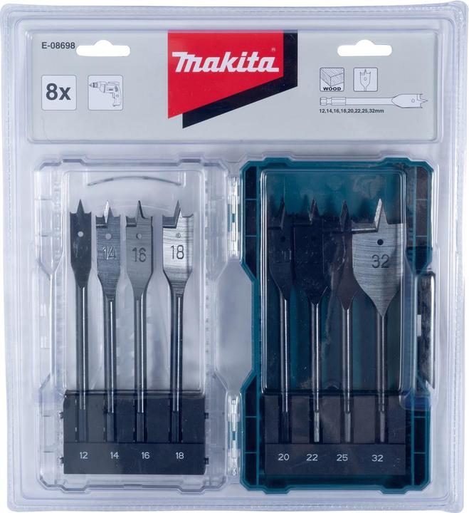 Produktbild Makita Flachfräsbohrer-Set 8tlg. (12, 14, 16, 18, 20, 22, 25, 32 mm)