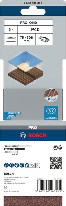 Produktbild Bosch Professional Zubehör PRO X440 Schleifband, 75 x 508 mm, G40 (40)