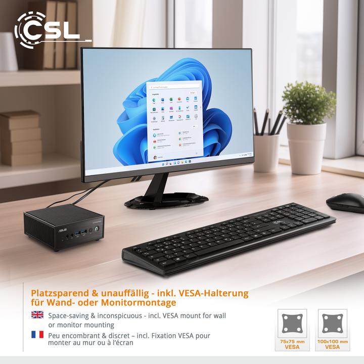 Actual product image CSL Mini PC ASUS PN42 N200 / 1000 GB M.2 SSD / 16 GB RAM / Win 11 Home (Intel N200, 16 GB, 1000 GB, Intel UHD Graphics)