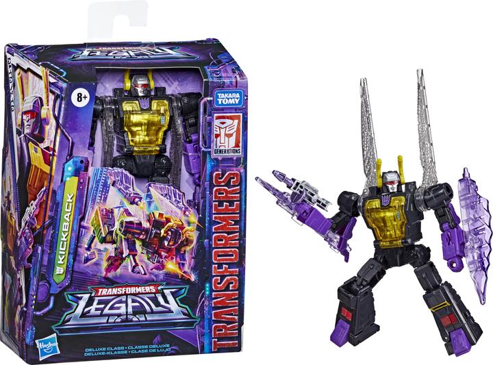 Actual product image Transformers Generations Legacy 14 cm tall deluxe Kickback action figure, for children 8 years and older.