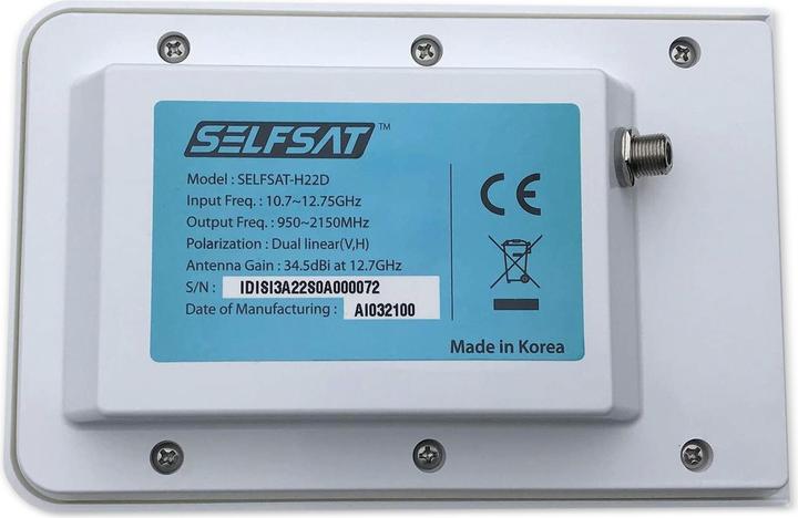 Immagine prodotto Selfsat H22D+ antenna piatta con LNB singolo (Antenna piatta, 34.50 dB, DVB-T / -T2)
