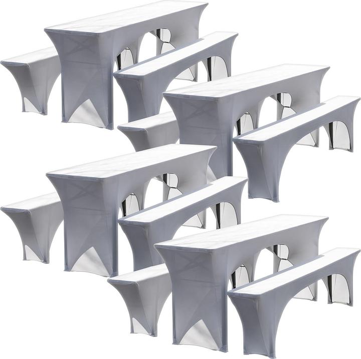 Produktbild Infactory Stretch-Hussen-Set für Biertischgarnitur, weiss, 4er-Set