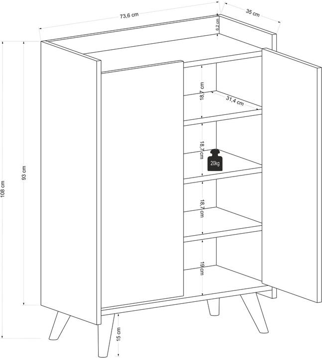 Produktbild Kalune Design Cairo (73.6 x 35 x 108 cm)