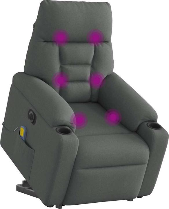 Immagine prodotto VidaXL Poltrona massaggiante elettrica con ausilio per la posizione eretta in tessuto grigio scuro