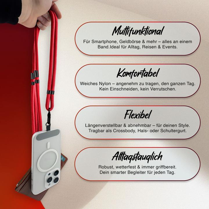 Actual product image Nalia HoldMe Lanyard Handykette - Universal Trageband für Smartphones - Verstellbar, Soft & Elastisch