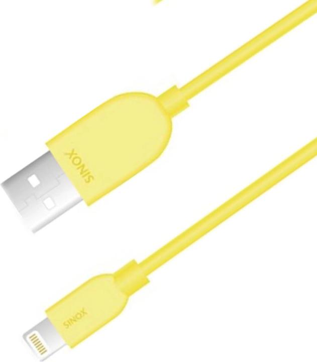 Actual product image Sinox iMedia Lightning cable w/original Apple™ chip. 2m. Gul (2 m, USB 2.0)
