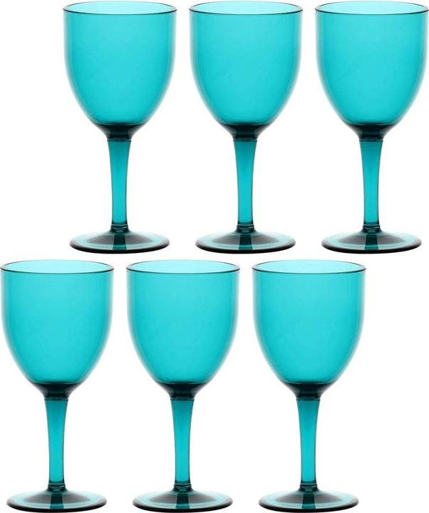 Actual product image Rose Tulipani ROSE&TULIPANI FIABA Set of 6 Acrylic Wine Glasses 400 ml Turquoise (40 cl, 6 Glasses, Wine glasses set)