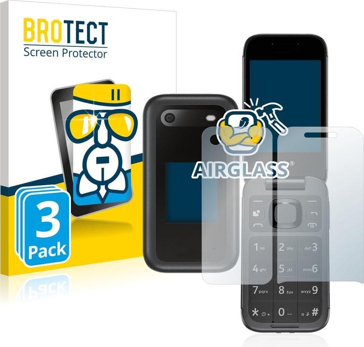 BROTECT AirGlass Panzerglasfolie (3 Stück, Nokia 2660 Flip)