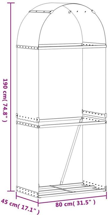 Image du produit VidaXL Kaminunterstand (80 x 45 x 190 cm)