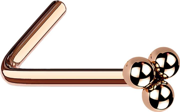 Immagine prodotto Star Piercing Nasenstecker gewinkelt rosegold drei Kugeln (senza ottone, Acciaio chirurgico 316L)