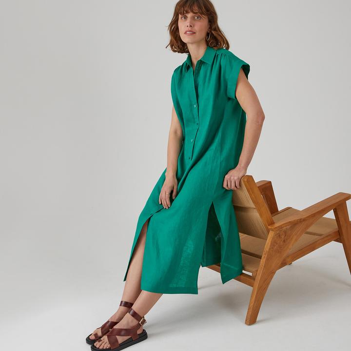 Produktbild La Redoute Collections Midi-Blusenkleid Signature aus Leinen (S)
