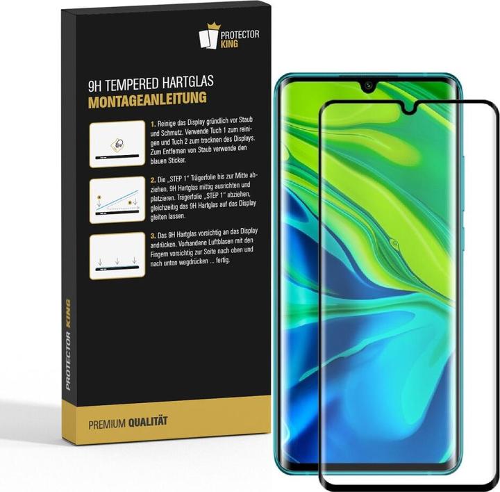 Actual product image Protectorking 1x real tempered 9H armoured glass 3D CLEAR (4 Piece, Mi Note 10 Lite)