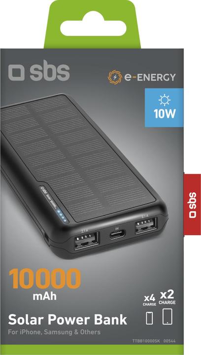 Produktbild SBS Powerbank 10.000mAh 2x USB-C/1x USB 10W schwarz (10000 mAh, 10 W, 37 Wh)