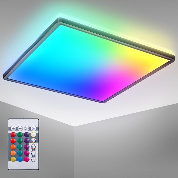B.K.Licht Ultraflaches RGB/W-LED Panel,schwarz, 1xLED/22W (2700 lm)